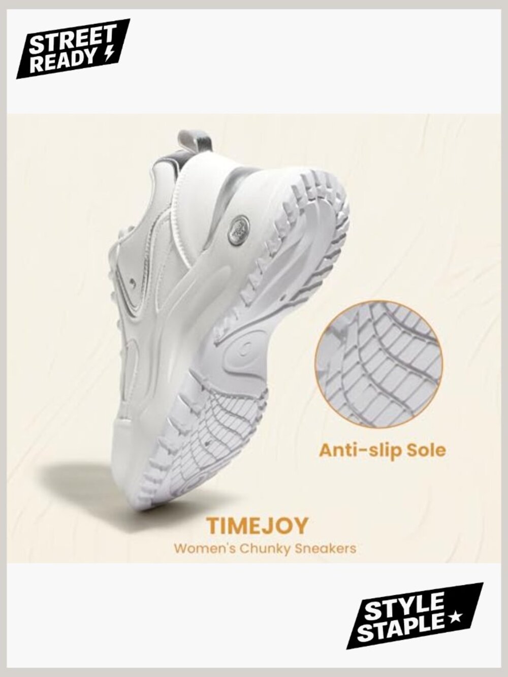 Chunky Platform Sneakers Non-Slip Lace-Up Cushion Walking Casual Work - Picture 3 of 7